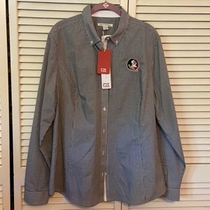 FSU Florida State Cutter Buck button down shirt BNWT black and white checked XXL